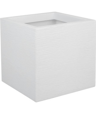 EDA PLASTIQUE Bac a fleurs carré Graphit Up - 21 L - 29,5 x 29,5 x 29,5 cm - Blanc cérusié