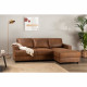 Canapé d'angle droit 4 places - Tissu marron vintage - Contemporain - L 215 x P 140 x H 86 cm - PAUL