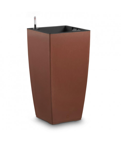 PoeTIC - Bac Casa Authentic carré haut 3058 corten - L 29,9 x l 29,9 x h 57,4 cm 12L - avec réserve d'eau