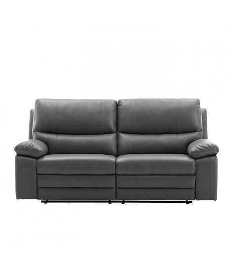 Canapé 2 places relax électriques - Tissu et simili gris - L 201 x P 158 x H 99 cm - DUSTIN