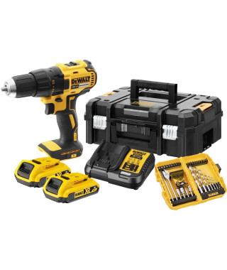 Perceuse sans fil DEWALT Brushless 18V 2 Ah Li-Ion, 2 batteries DCE777D2K + 56 accessoires