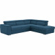 Canapé d'angle convertible réversible 5 places DAYTONA - Tissu bleu marine - Coffre de rangement - L 260 x P 218 x H 77 cm