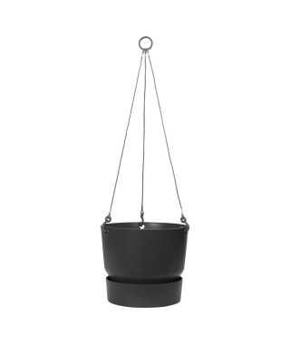 ELHO Pot de fleurs a suspendre Greenville 24 - Extérieur - Ø 23,9 x H 20,3 cm - Vivre noir