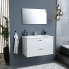 Meuble salle de bain + Vasque + Miroir - 2 tiroirs - Blanc - L 80 cm - FUNNY