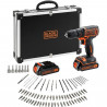 BLACK & DECKER BDCDC18BAFC - Perceuse-visseuse - Batterie Li Ion 2x18 V + 80 accessoires - Orange