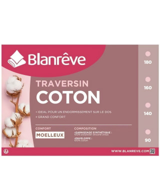 BLANREVE Traversin en coton - 160 cm - Blanc