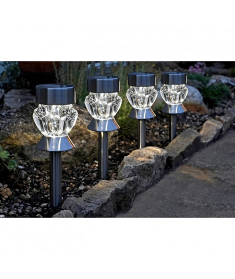 Balise ou lampe solaire verre Crystal, Lot de 4