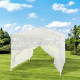 Tonnelle de jardin avec 4 moustiquaires - 3x3m - Acier et polyester 140 g - Blanc