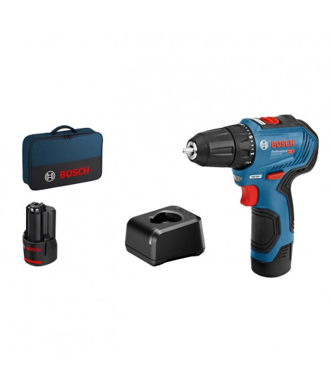 Perceuse visseuse Bosch Professional GSR 12V-30 + 2 batteries 2,0Ah + chargeur GAL 12V-20 livrés en sacoche - 06019G9004