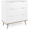 Commode Göteborg - 3 tiroirs - Décor chene sonoma Blanc - Scandinave - L 79,8 x P 40 x H 86,5 cm