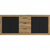 Buffet INDUS Mélaminé chene et noir - 4 portes + 3 tiroirs - Style industriel - L 206 x P 45 x H 83,5 cm STONE