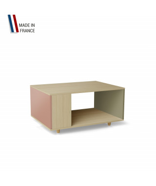 Table basse LIGATIO Chêne Clair - Abricot - Olive