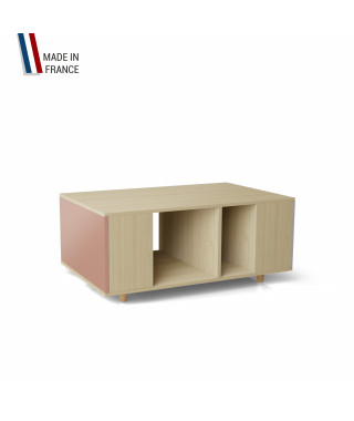 Table basse GRANDE LIGATIO Chêne Clair - Abricot - Cachemire