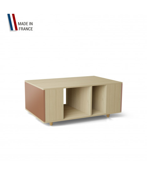 Table basse GRANDE LIGATIO Chêne Clair - Terracotta - Abricot