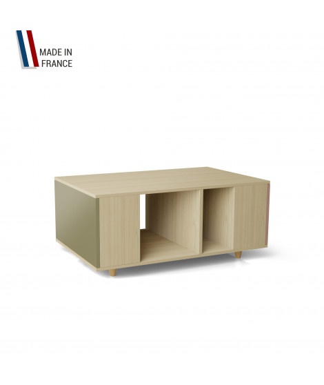 Table basse GRANDE LIGATIO Chêne Clair - Olive - Abricot