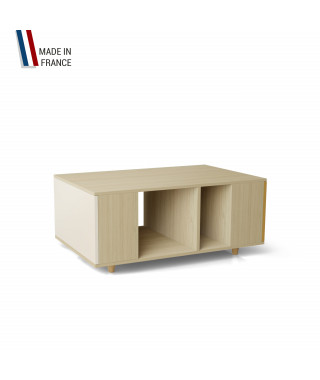 Table basse GRANDE LIGATIO Chêne Clair - Porcelaine - Curry
