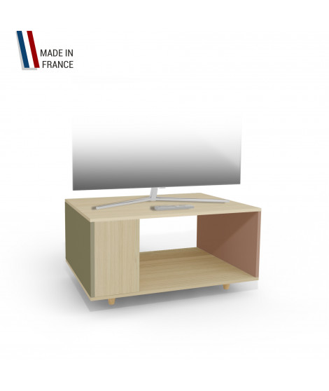 Meuble TV NEXIUM Chêne Clair - Olive - Terracotta