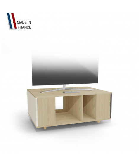 Meuble TV GRAND NEXIUM Chêne Clair - Porcelaine - Graphite