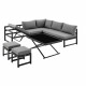 Salon de jardin avec structure en aluminium avec coussins - 7 personnes - Hipu - Gris