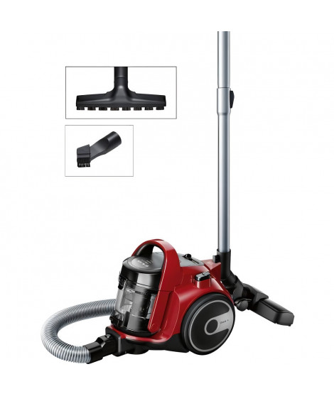 BOSCH BGC05AAA2 Cleann'n aspirateur sans sac rouge - 78 dB - 28 kWh/an - (h)epa - 9m - 1,5L - brosse universelle - brosse par…