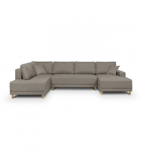 Canapé d'angle panoramique convertible JAKOB - 7 places - Beige - Scandinave - L318 x H78 x P194 cm