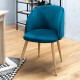 Lot de 2 chaises en velours bleu canard - Pieds en métal  - L 55 x P 45 x H 99 cm - CURVY