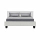 KANSAS Lit adulte 140 x 190 cm - Simili blanc - Sommier inclus