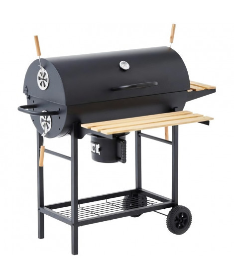 Barbecue a charbon MIKE - 2 grilles acier chromé - Surface de cuisson : 71 x 35 cm - Noir