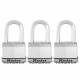 Lot de 3 Cadenas a clés MASTER LOCK M5EURTRILF - Tres Haute Sécurité - Acier Laminé - Utilisation extérieur - Anse M