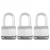 Lot de 3 Cadenas a clés MASTER LOCK M5EURTRILF - Tres Haute Sécurité - Acier Laminé - Utilisation extérieur - Anse M