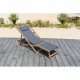 Bain de soleil en eucalyptus avec repose-pieds et assise en polyester - MERI - Gris