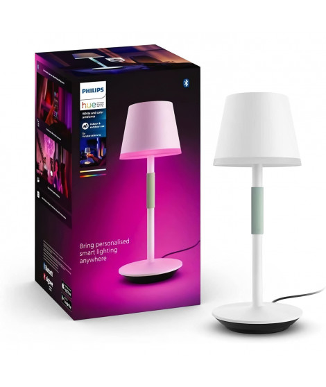 Philips White and Color Ambiance, lampe a poser portable Hue Belle, compatible Bluetooth, blanche