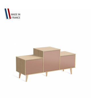 Meuble de rangement EX AEQUO - Chêne Clair - Abricot - 127,5x60,5cm