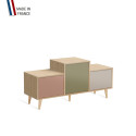 Meuble de rangement EX AEQUO - Chêne Clair - Abricot - Olive - Cachemire - 127,5x60,5cm