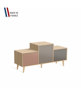 Meuble de rangement EX AEQUO - Chêne Clair - Abricot - Sienne - Cubanite - 127,5x60,5cm