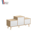 Meuble de rangement EX AEQUO - Chêne Clair - Blanc - 127,5x60,5cm