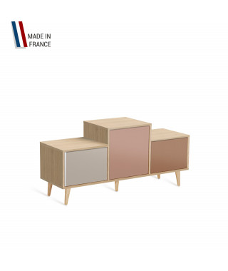 Meuble de rangement EX AEQUO - Chêne Clair - Cachemire - Abricot - Terracotta - 127,5x60,5cm