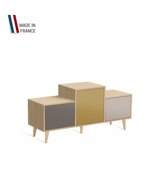 Meuble de rangement EX AEQUO - Chêne Clair - Cubanite - Curry - Cachemire - 127,5x60,5cm