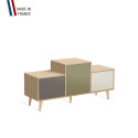 Meuble de rangement EX AEQUO - Chêne Clair - Cubanite - Olive - Porcelaine - 127,5x60,5cm