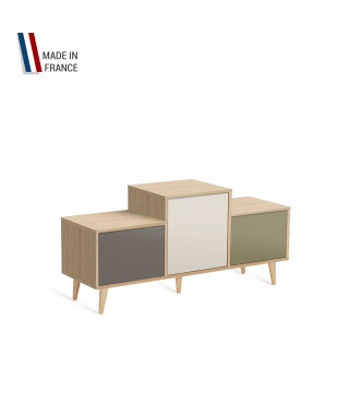 Meuble de rangement EX AEQUO - Chêne Clair - Cubanite - Porcelaine - Olive - 127,5x60,5cm