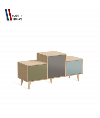 Meuble de rangement EX AEQUO - Chêne Clair - Olive - Cubanite - Curacao - 127,5x60,5cm