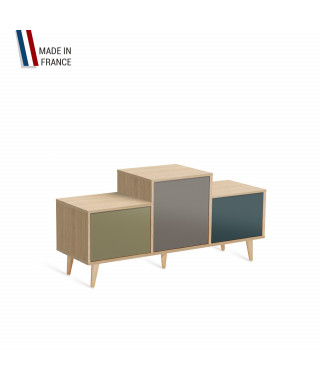 Meuble de rangement EX AEQUO - Chêne Clair - Olive - Cubanite - Tropical - 127,5x60,5cm