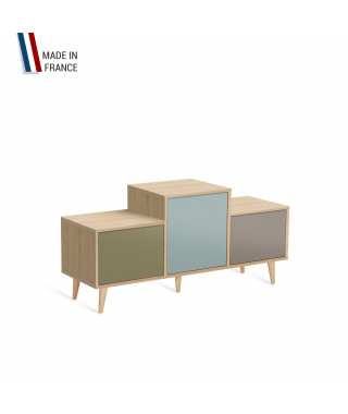 Meuble de rangement EX AEQUO - Chêne Clair - Olive - Curacao - Sienne - 127,5x60,5cm