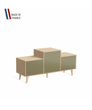 Meuble de rangement EX AEQUO - Chêne Clair - Olive - 127,5x60,5cm