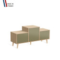 Meuble de rangement EX AEQUO - Chêne Clair - Olive - 127,5x60,5cm