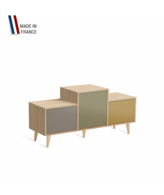 Meuble de rangement EX AEQUO - Chêne Clair - Sienne - Olive - Curry - 127,5x60,5cm