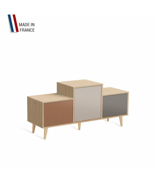 Meuble de rangement EX AEQUO - Chêne Clair - Terracotta - Cachemire - Cubanite - 127,5x60,5cm