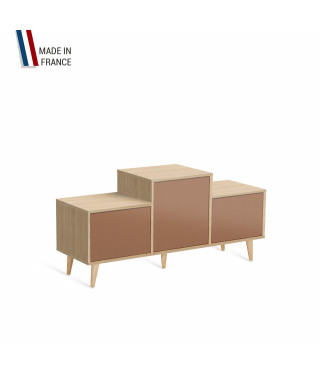 Meuble de rangement EX AEQUO - Chêne Clair - Terracotta - 127,5x60,5cm