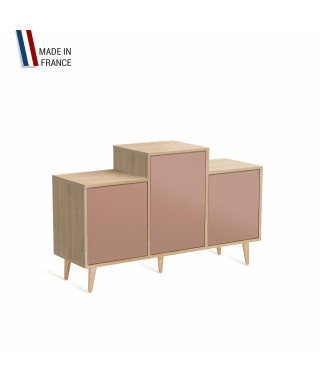 Meuble de rangement GRAND EX AEQUO - Chêne Clair - Abricot - 127,4x74,5cm