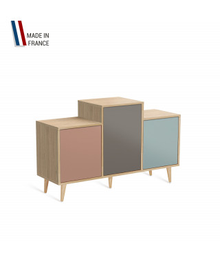 Meuble de rangement GRAND EX AEQUO - Chêne Clair - Abricot - Cubanite - Curacao - 127,4x74,5cm